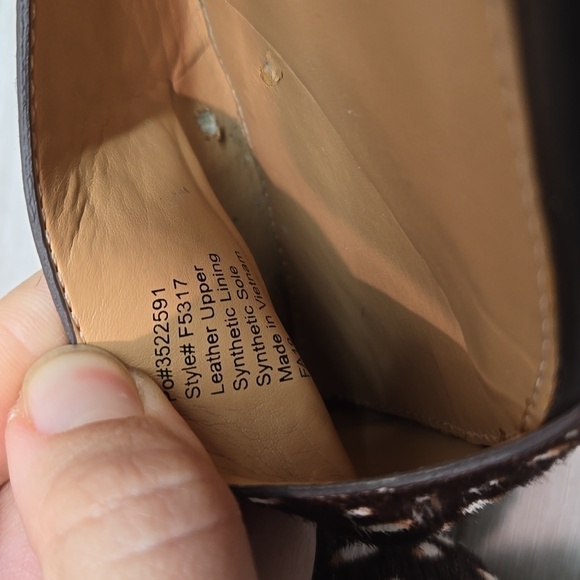 J.Crew Women Leather Animal Print fur Loafer Slip on shoes sz 8 - Picture 10 of 14